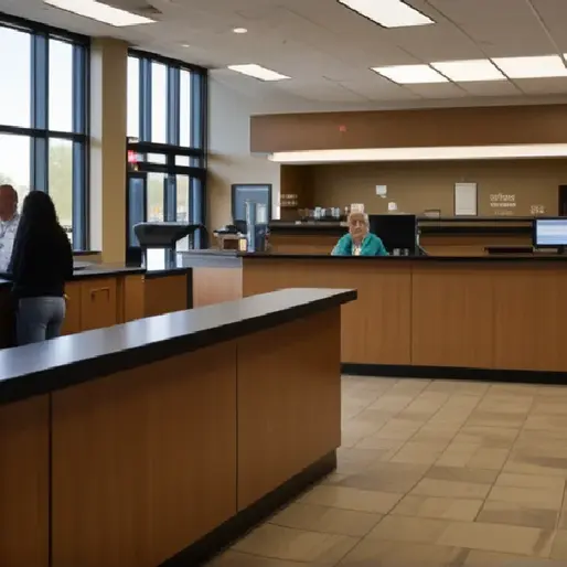 A secure credit union interior represents regulated payment access for licensed cannabis businesses.