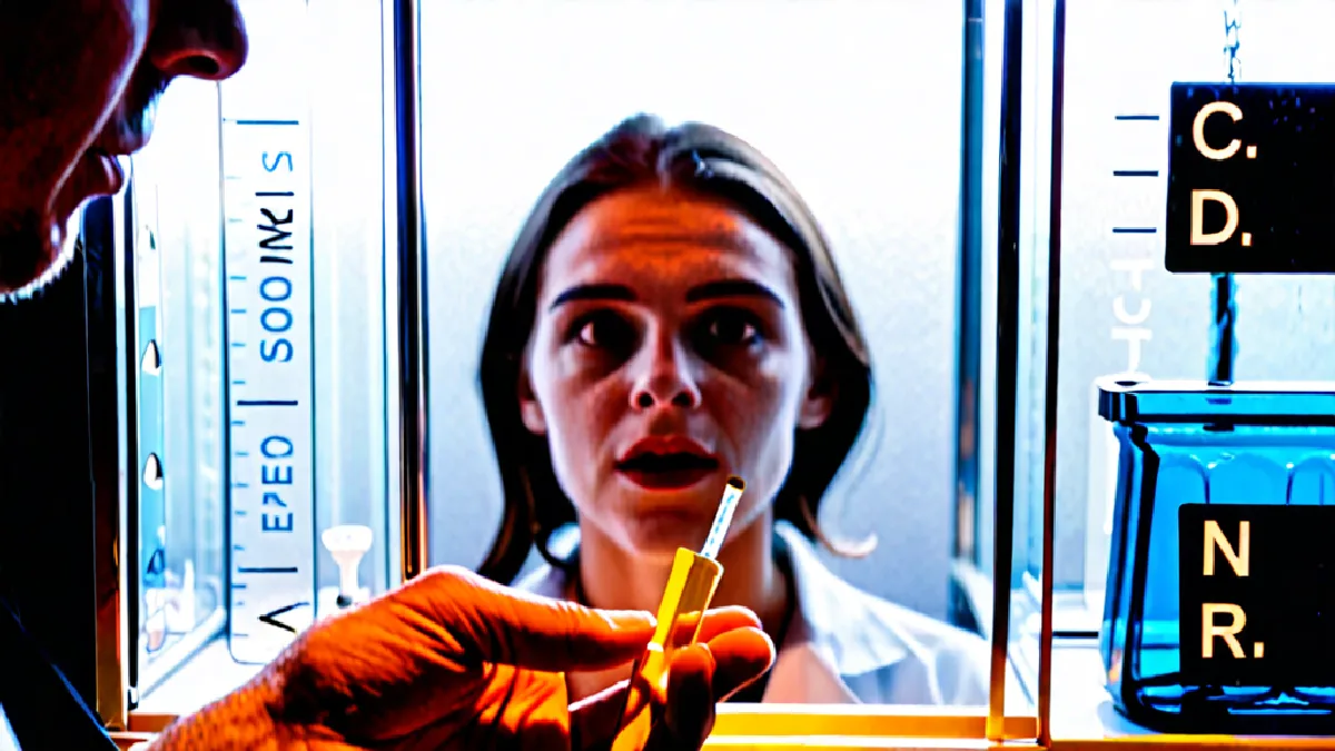 clear sample vials on a clean laboratory bench, no labels or screens, illustrating safety considerations and side effects
