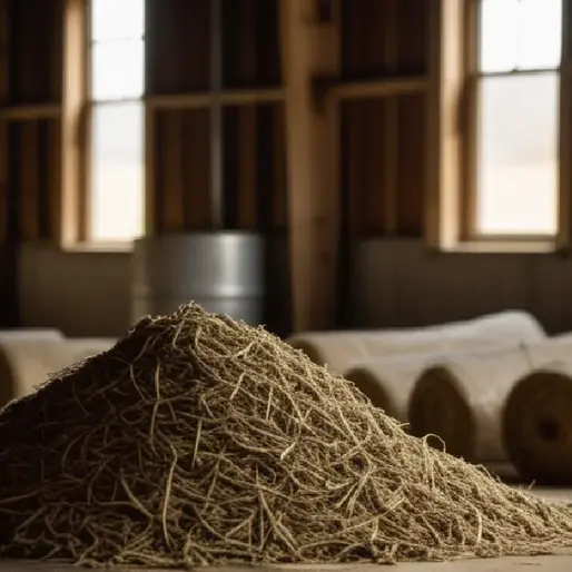 harvested hemp stalks stacked in a clean barn, illustrating house oks delay of hemp thc ban, sends bill to trump