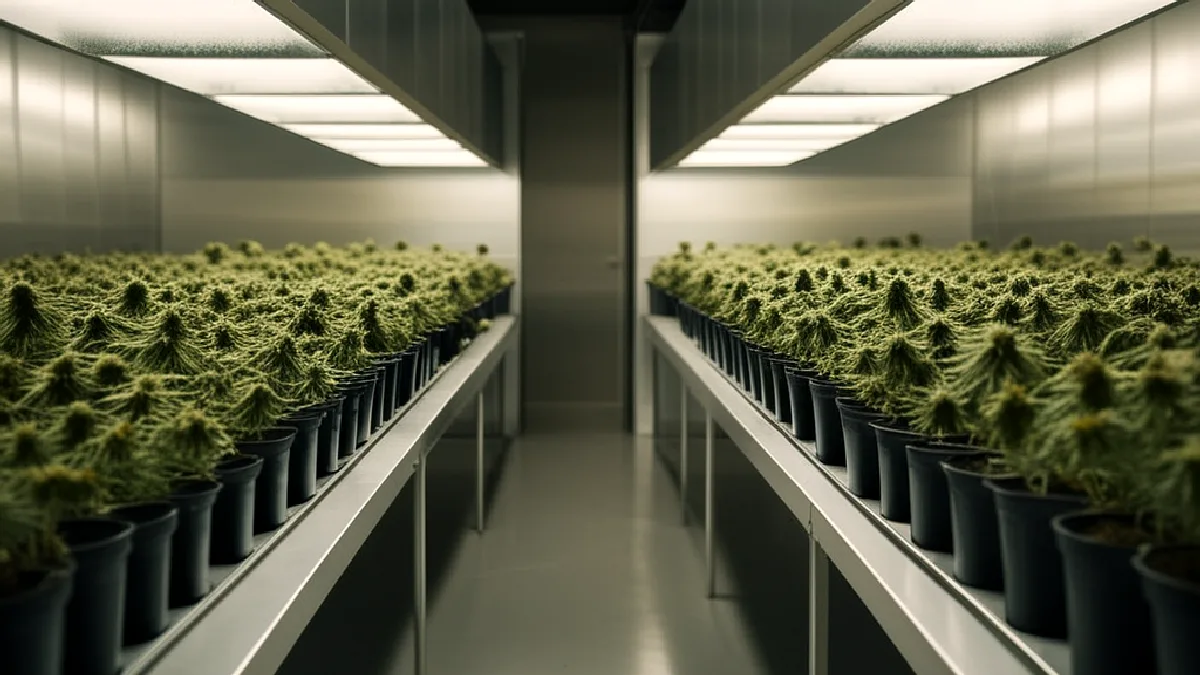 Workers inspect harvested cannabis in a regulated facility, showing the jobs and safety systems voters cite against repeal.