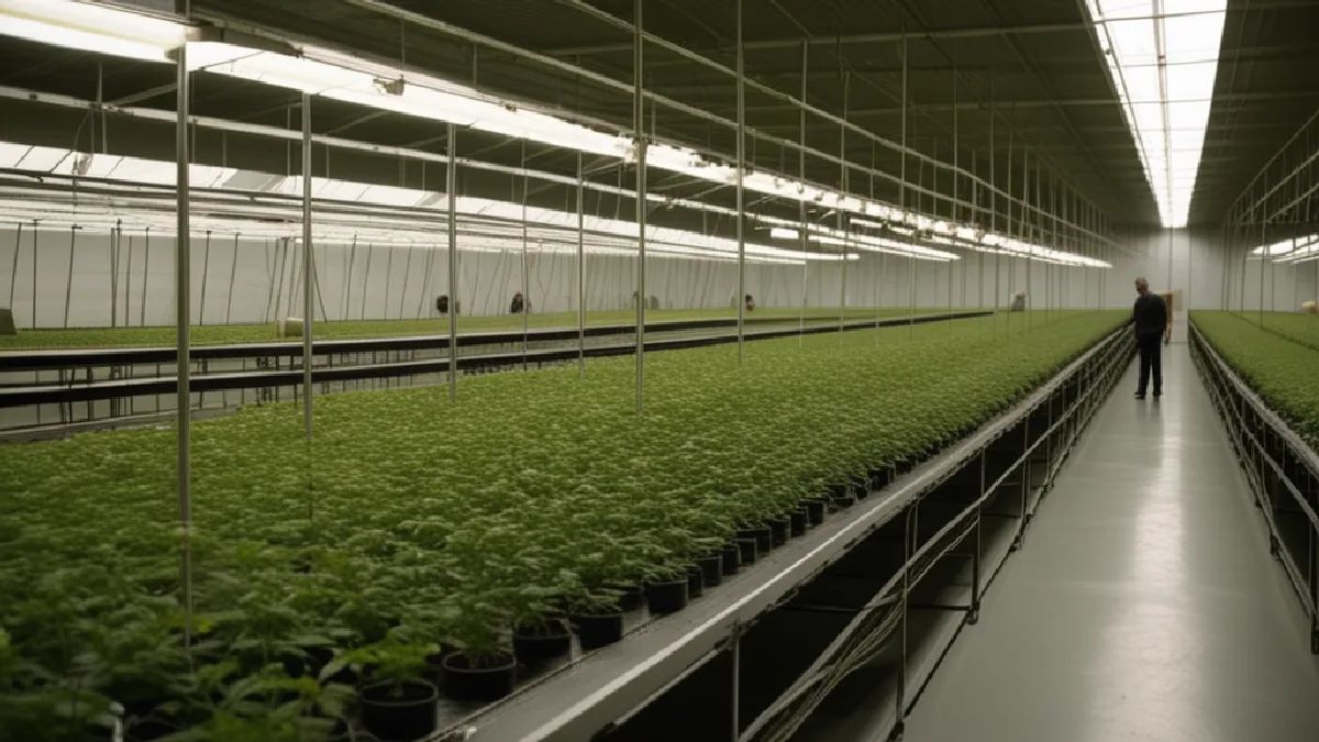 A regulated cannabis greenhouse shows the production base affected by differing tax structures across states.