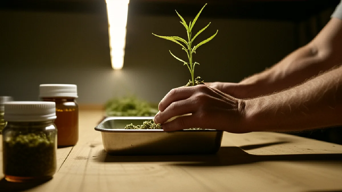 Gloved hands inspect hemp products in a Texas retail workspace under tightened state and federal limits.