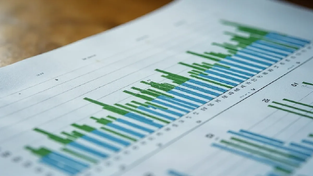 A researcher's desk with printed data charts, a laptop showing a rising graph and cannabis plant samples, illustrating the section on scientific evidence and research findings.