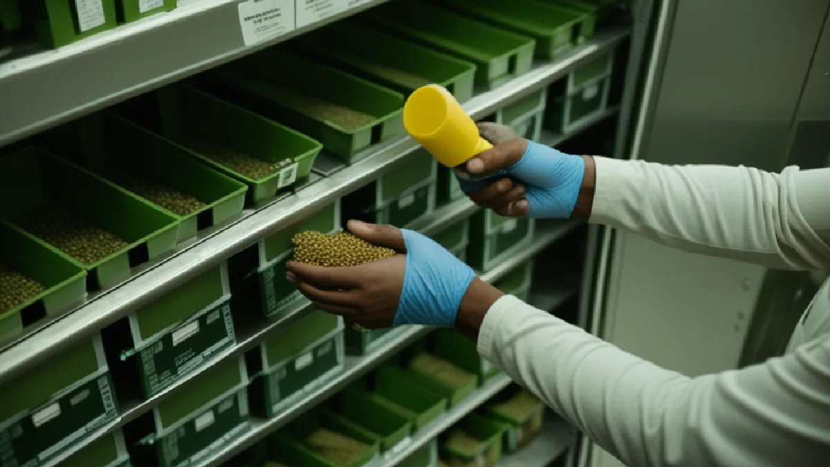 Gloved hands secure cannabis inventory in a controlled facility, illustrating possible future DEA registration standards.