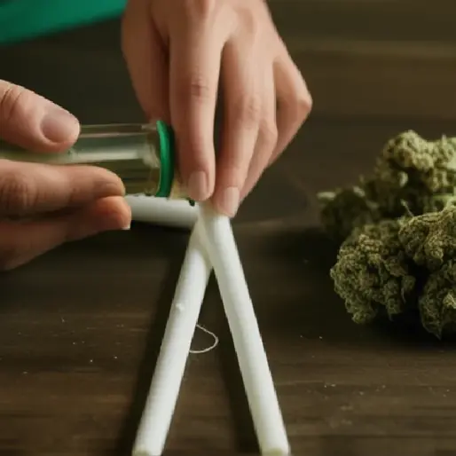 A hand holds a pre-roll connected to tubing and a measurement device during a smoke-session study.