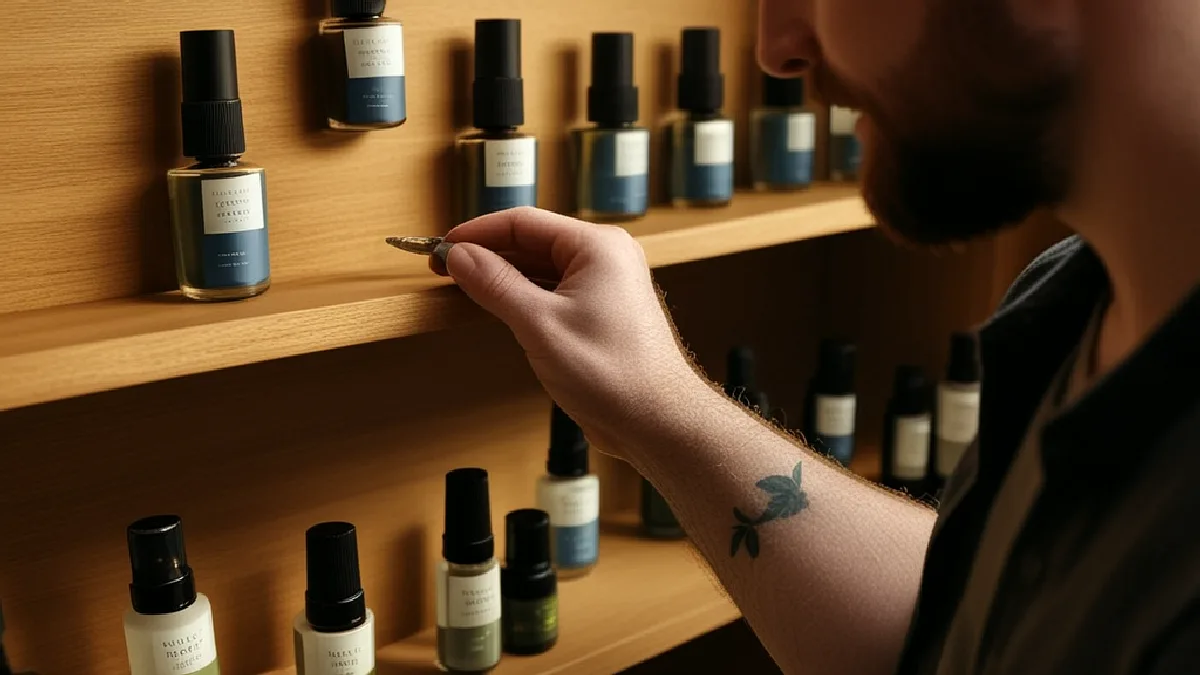 Gloved hands arrange glassware and hardware on a dispensary display, illustrating the strategic move toward smoke shop merchandising.