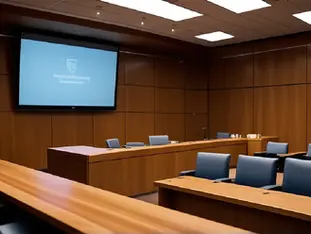 empty wood-panelled courtroom, no signage or paperwork, illustrating dea pauses rescheduling review as compliance burdens mount
