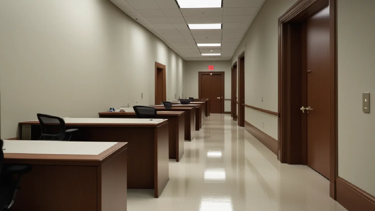 An empty federal interior conveys the procedural gaps GAO found in drug-scheduling work.