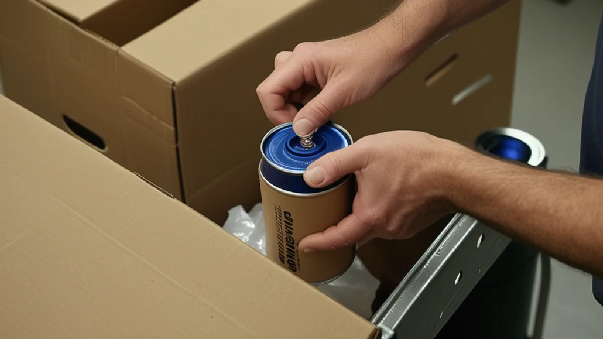 Hands inspect an unmarked beverage package among storage and packing equipment, visualizing delivery costs and operational risks.