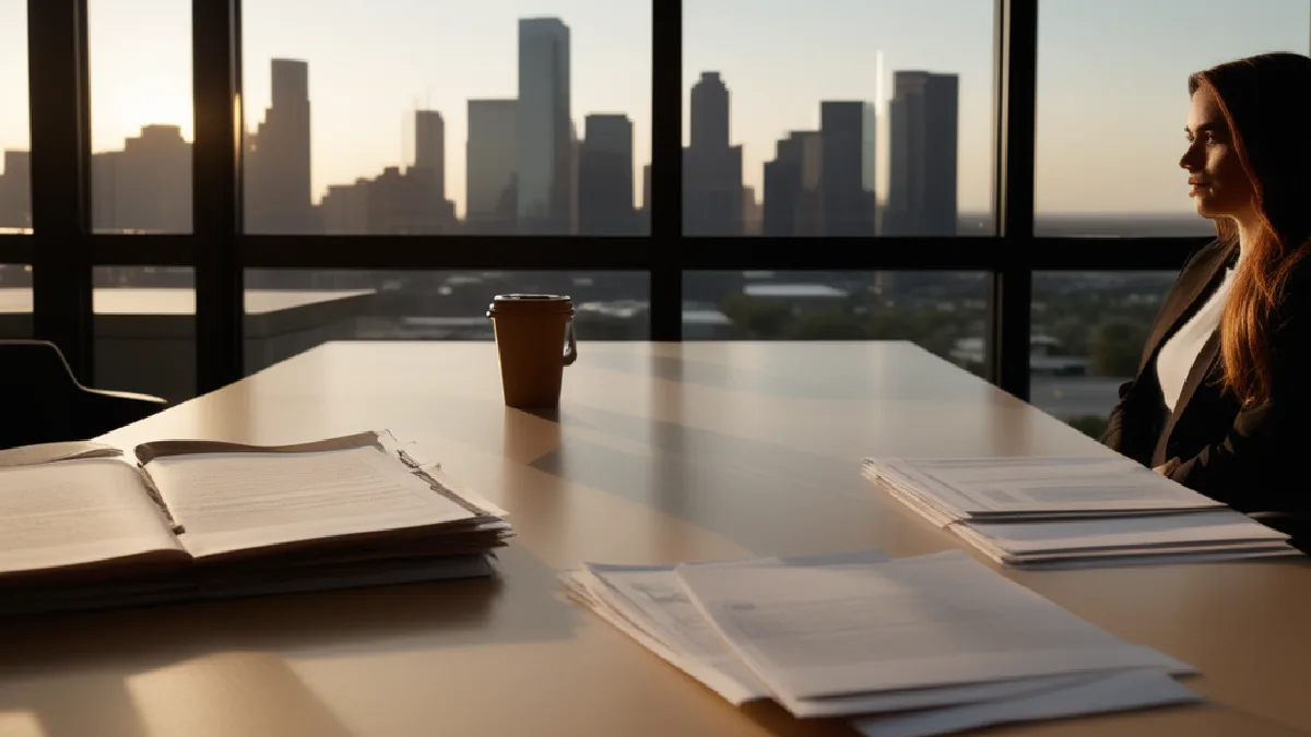 modern office interior at dusk with city skyline beyond the glass in Arizona, illustrating why this story matters for delivery, investors, and operators