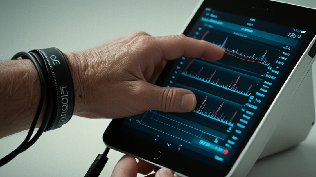 Gloved hands arrange ECG equipment for the cardiac and neurologic surveillance emphasized by FDA trial guidance.