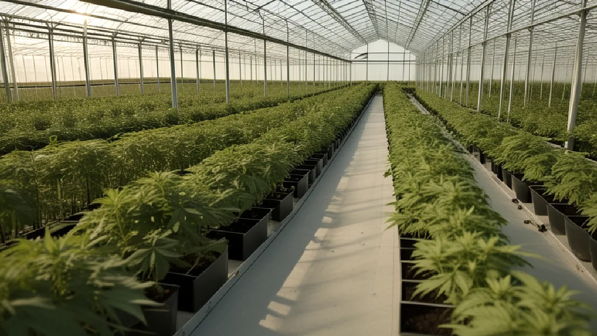 Long greenhouse rows suggest the scale and momentum behind Ohio’s potential annual sales record.
