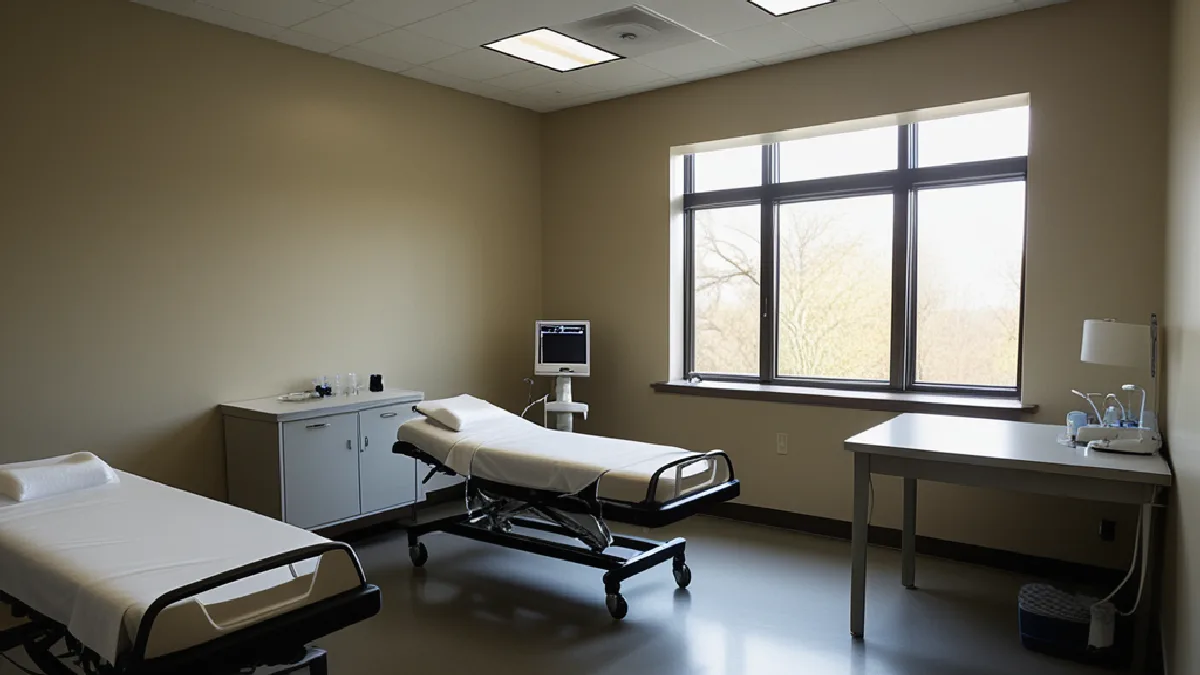 A monitored therapy room illustrates the screening, supervision, and safety controls required during investigational dosing.