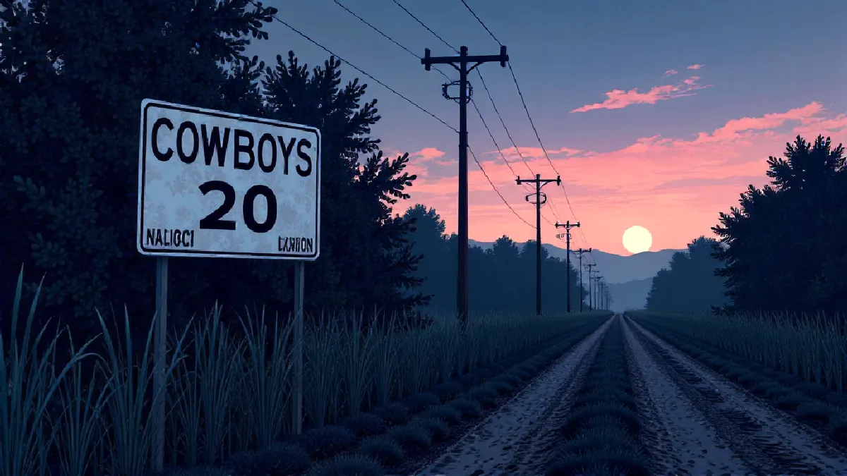 An empty rural road crosses a changing landscape, suggesting different cannabis rules between states.