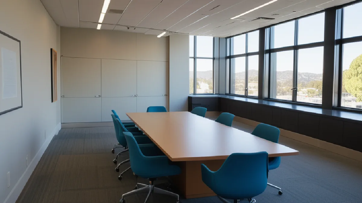 An empty nonprofit workspace symbolizes the funding gap facing postpartum ketamine research and future patient access.