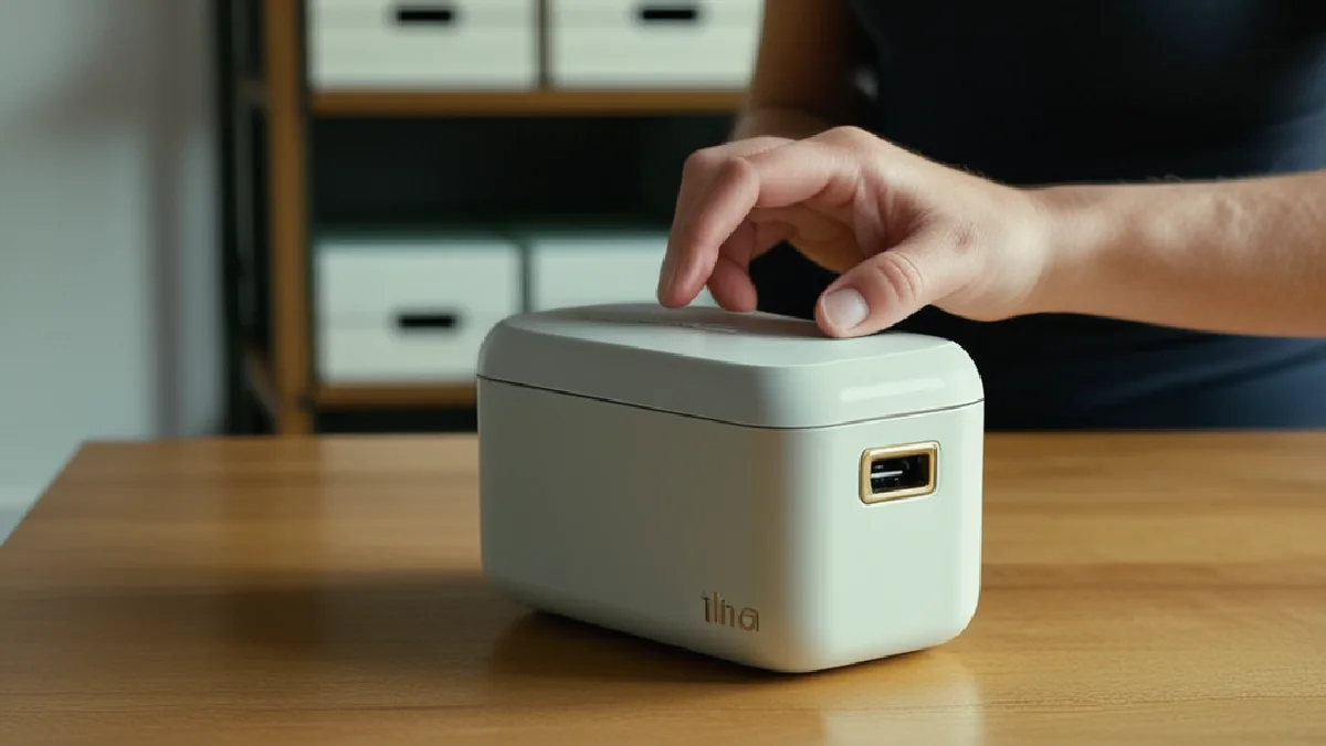 Adult hands secure a vape device in a lockbox, illustrating precautions around storage and unintended access.