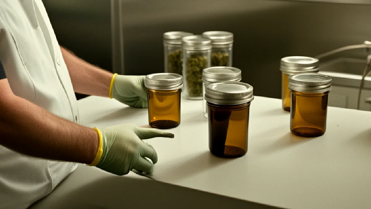 Gloved dispensary hands prepare cannabis flower as Illinois expands legal purchasing access.