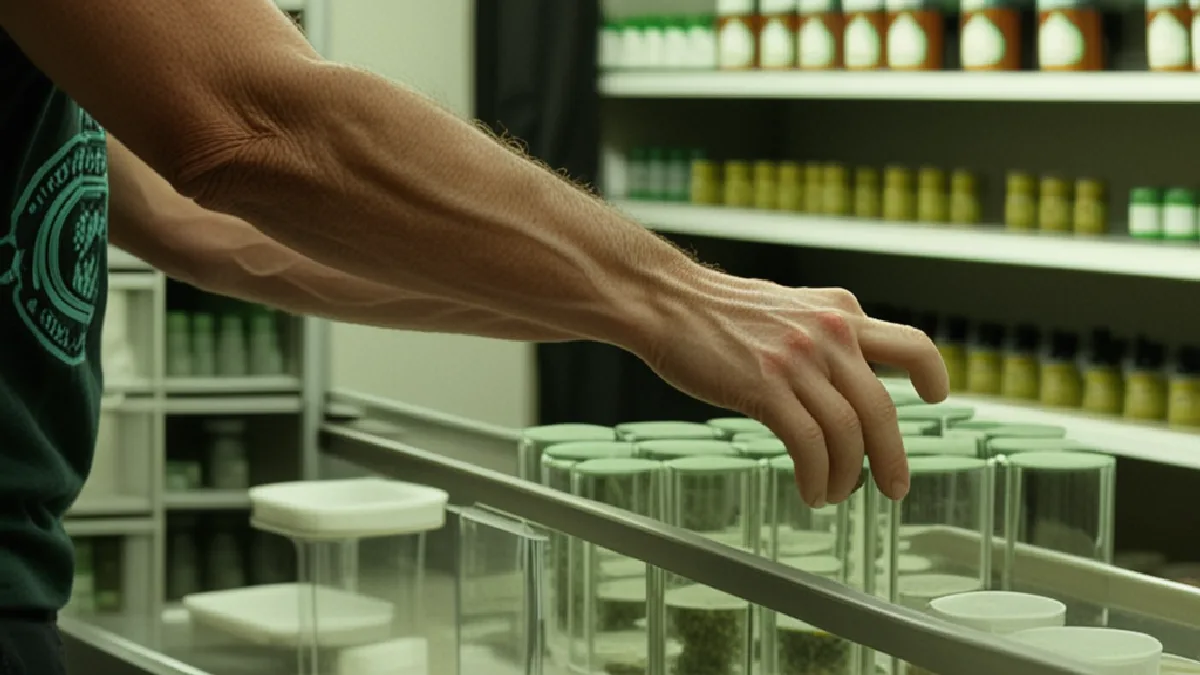 A retail worker pauses cannabis product intake in an Arizona receiving area amid unresolved lab questions.