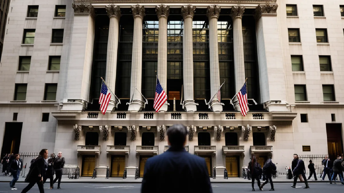 The New York Stock Exchange facade represents institutional markets opening further to legal cannabis companies.