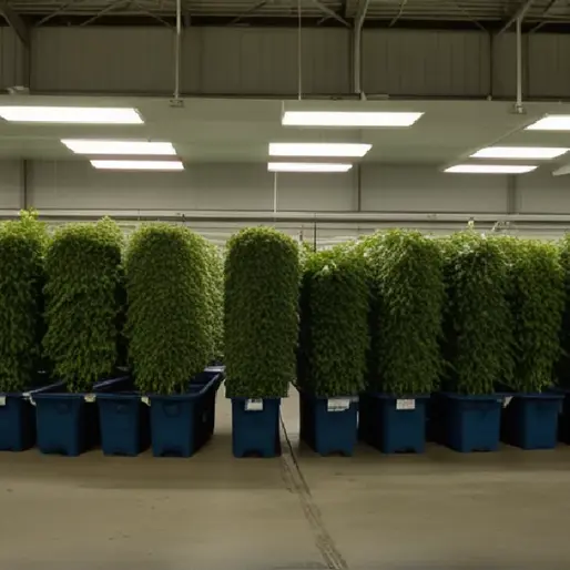 A secured cannabis production facility at dusk represents the regulatory consequences facing licensed manufacturers.