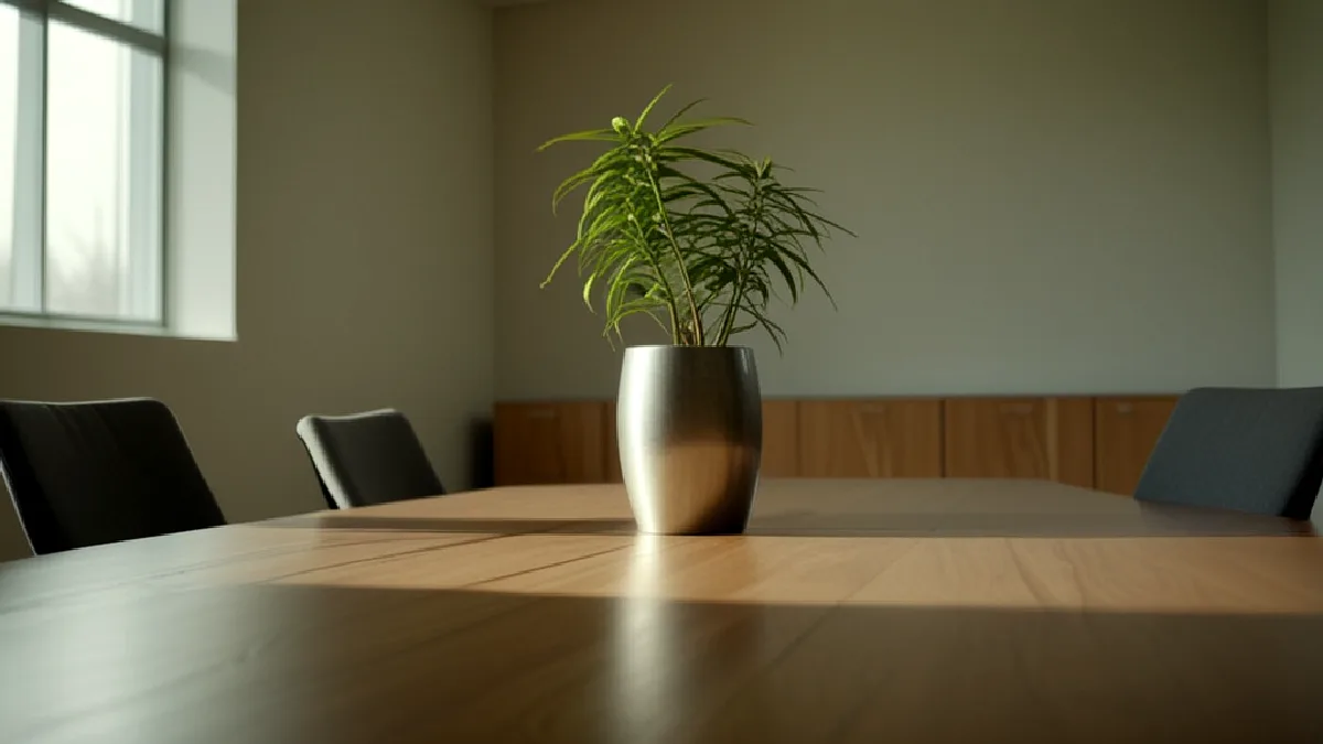 Faceless executives enter a boardroom, evoking Aurora’s formal response and special committee review of the unsolicited bid.