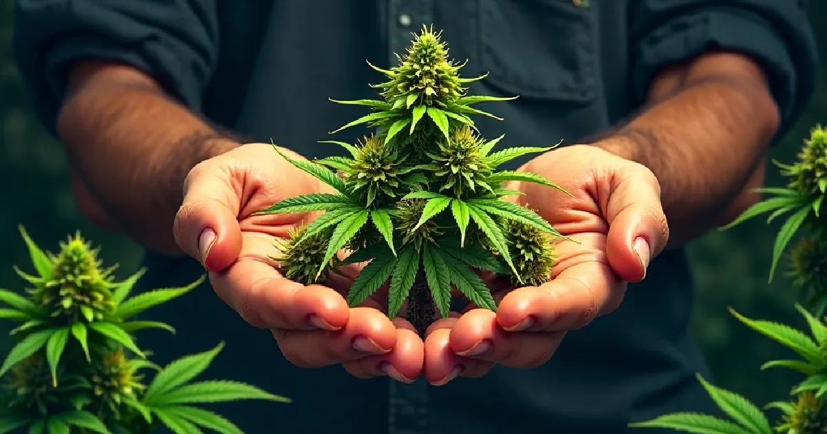 Unas manos inspeccionan semillas de cannabis intactas para comprobar la calidad de la cáscara antes de decidirse a cultivarlas.
