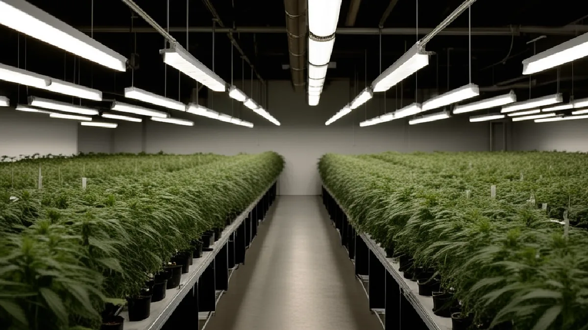 A cultivator inspects uniform cannabis plants in a controlled room, reflecting lessons from Colorado’s long regulated market.