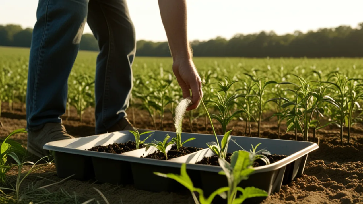 A researcher walks through a hemp breeding field, showing how one federal rule could reach seed handlers nationwide.