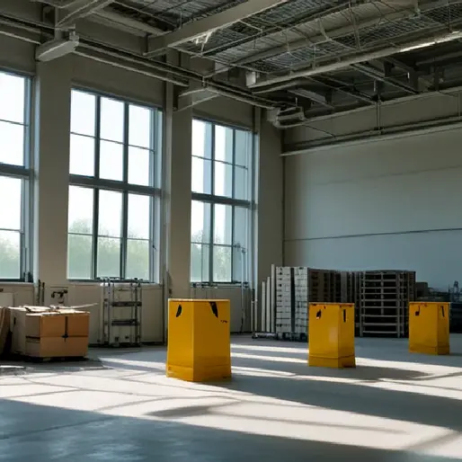 A manager surveys organized safety equipment and production lanes inside an industrial Louisville facility.