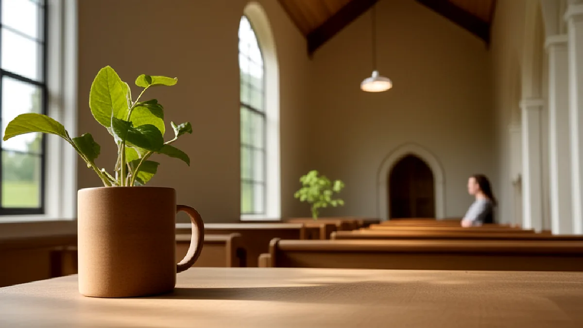 Participantes en silueta se reúnen alrededor de la ayahuasca y de ingredientes de plantas amazónicas en una sala de ceremonias suburbana de Iowa.
