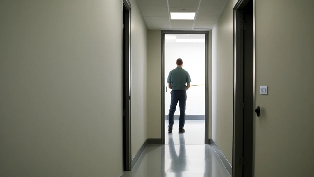 Un operatore di laboratorio entra in una struttura di analisi controllata in Maryland mentre inizia il coordinamento sulla supervisione della potenza.