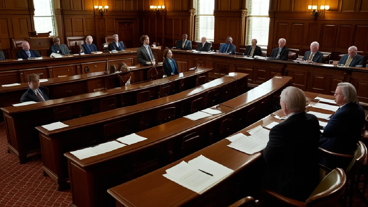 Faceless lawmakers gather in the Massachusetts House chamber where the veteran access provision advanced.