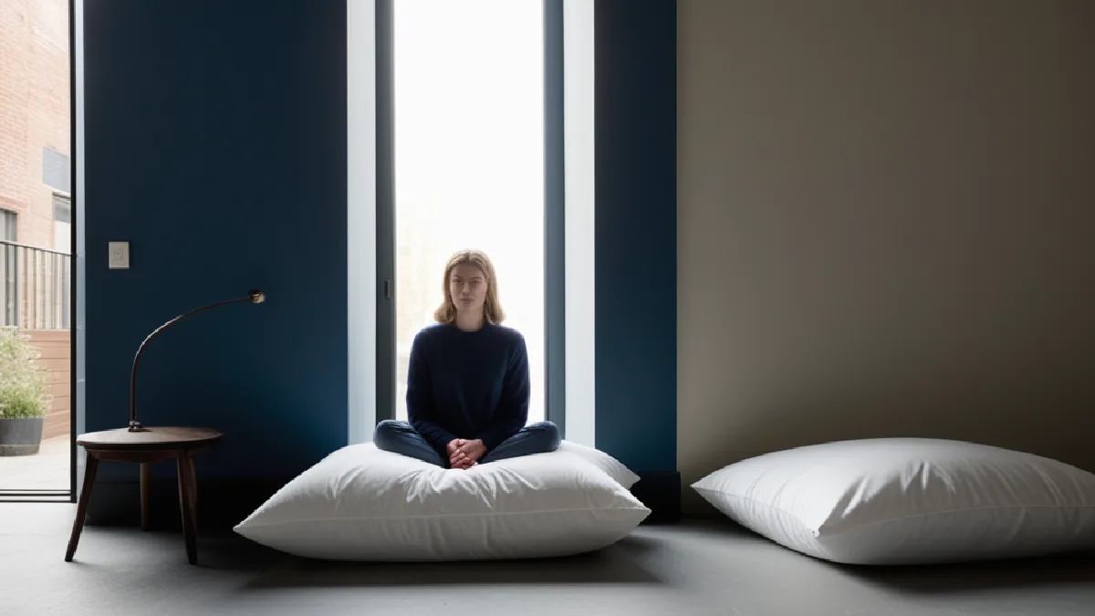 Anonymous participants sit together in a softly lit ceremony room, conveying shared emotion and perception without literal proof.