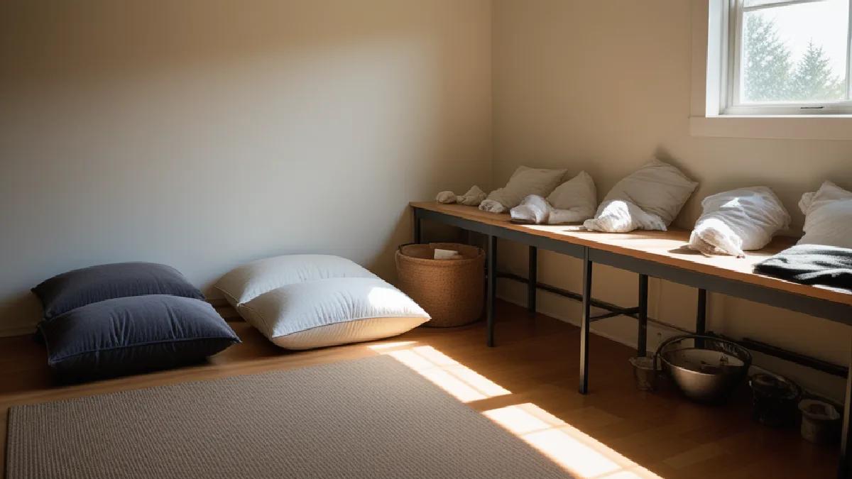 An empty Oregon psilocybin service room represents regulated access and differing policy approaches to psychedelic care.