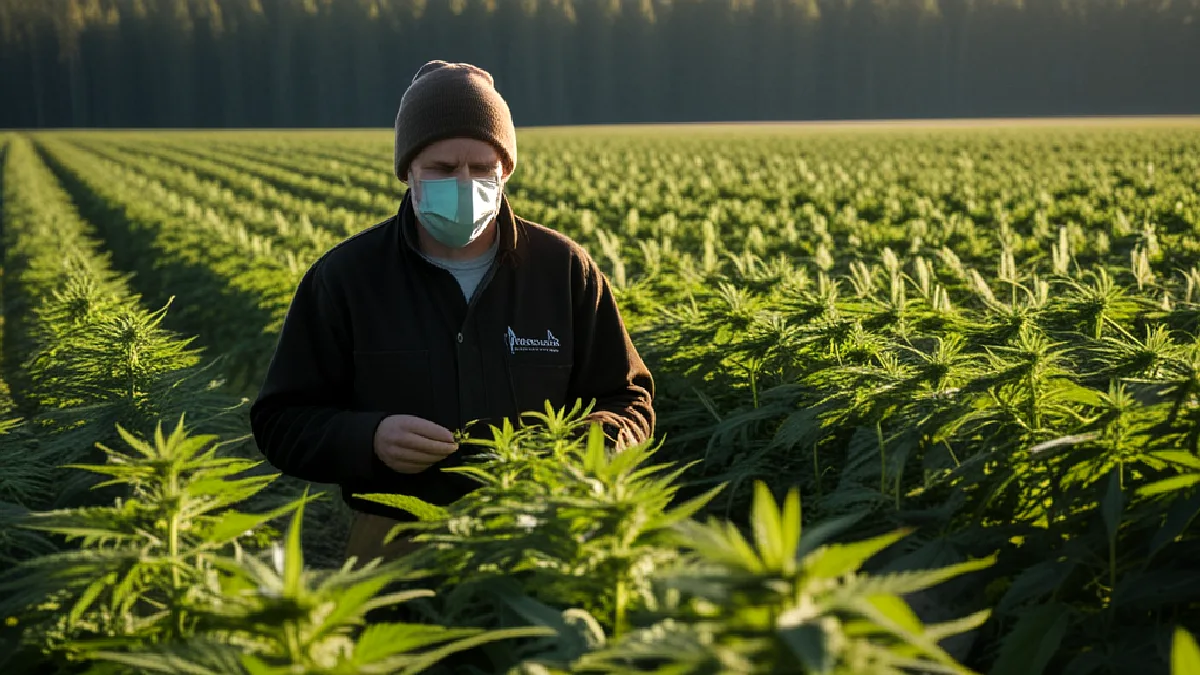 A large Canadian cannabis field and processing facility illustrate the sector’s expanding production footprint.
