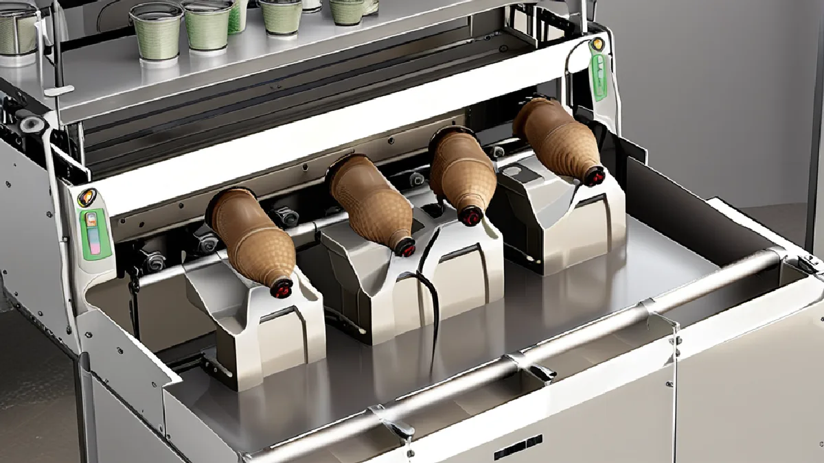 Gloved hands organize cone-loading equipment in a regulated DMV-area pre-roll production workspace.