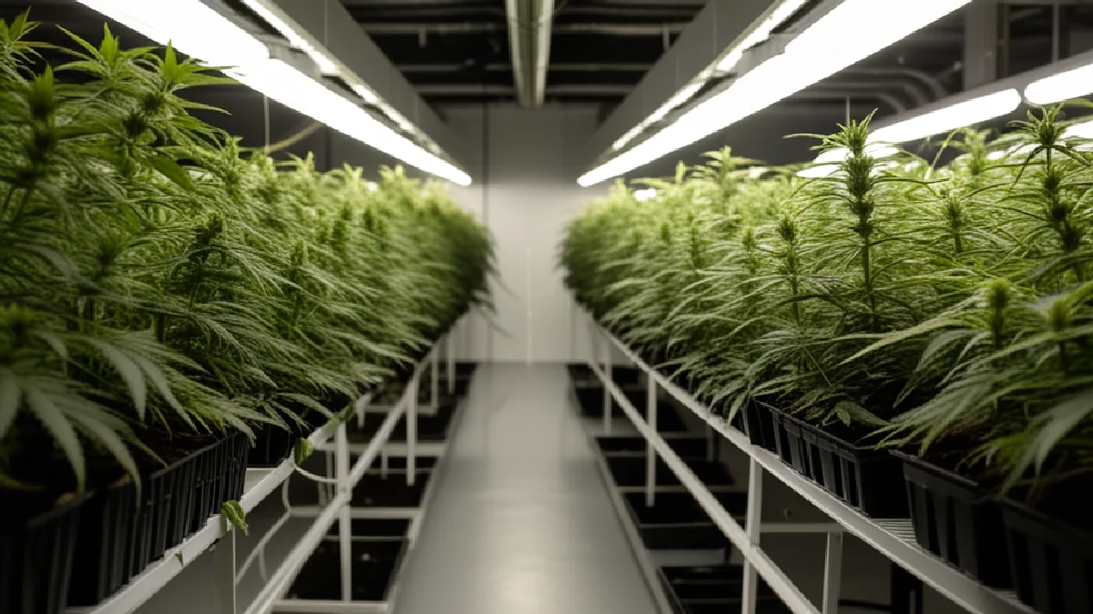 Gloved hands inspect a cannabis plant while the DEA’s reported overdose finding is considered.