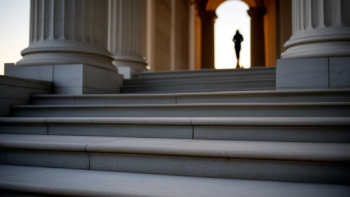 marble steps and columns of a state capitol building at dawn, no signage, illustrating milestones in the shift toward federal psychedelic administration