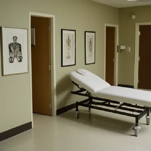 An empty therapy room evokes the structured, trauma-informed care discussed in the documentary.
