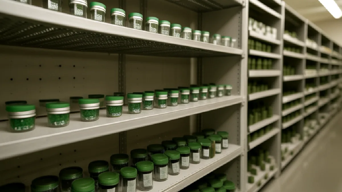 Gloved staff secure unmarked cannabis containers and verify inventory inside a Maryland dispensary.