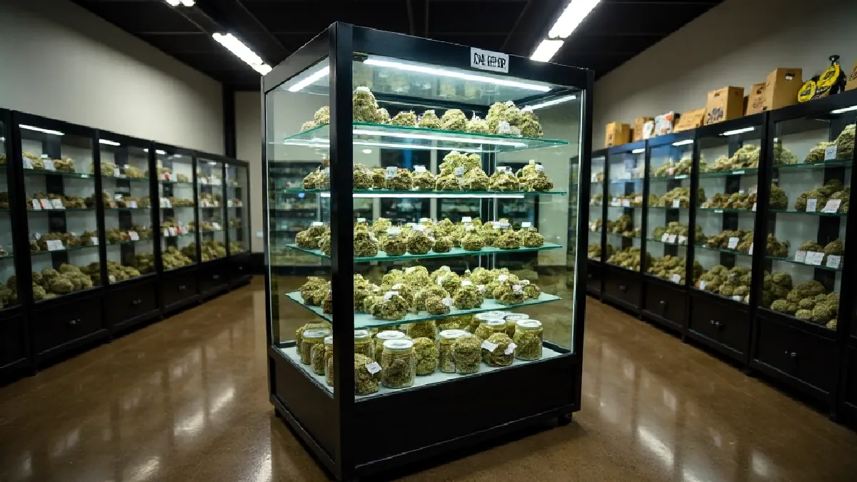 Modern mid-Atlantic dispensary interior showcasing wooden counters and glass display jars, reflecting local market availability for regional consumers.