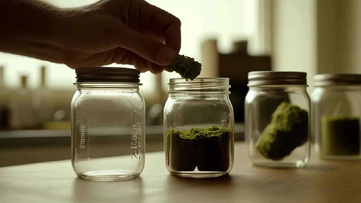 clean retail counter with plain glass jars, no signage or screens, illustrating why is private debt replacing traditional cannabis equity financing