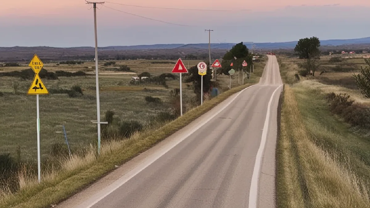 An empty road fades into a boundary landscape at dusk, evoking cautious route planning across jurisdictions.