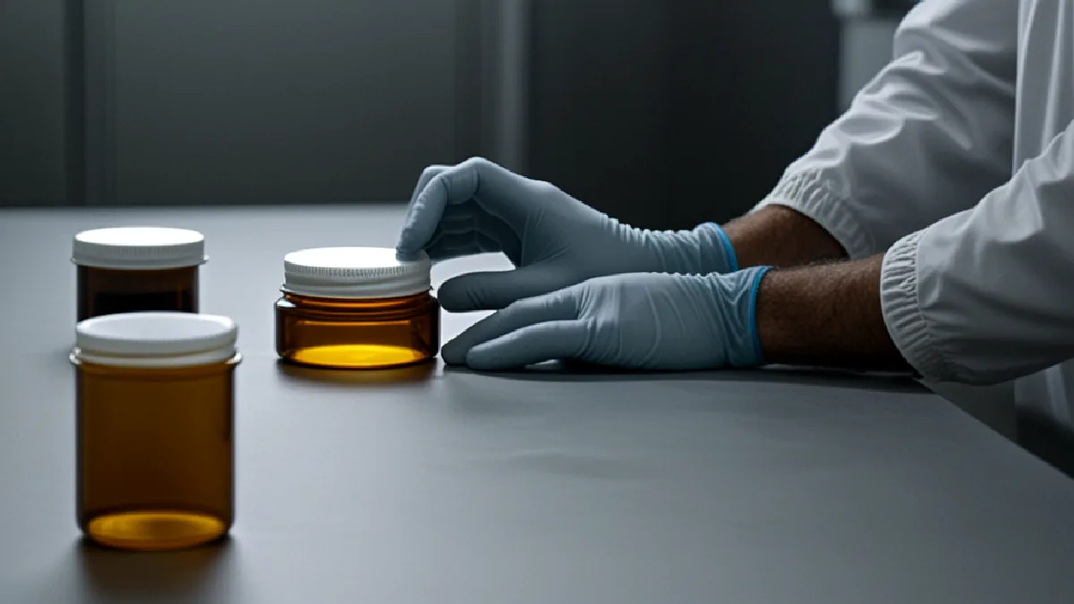 Gloved hands inspect sealed cannabis containers and security equipment, illustrating delivery compliance expertise.