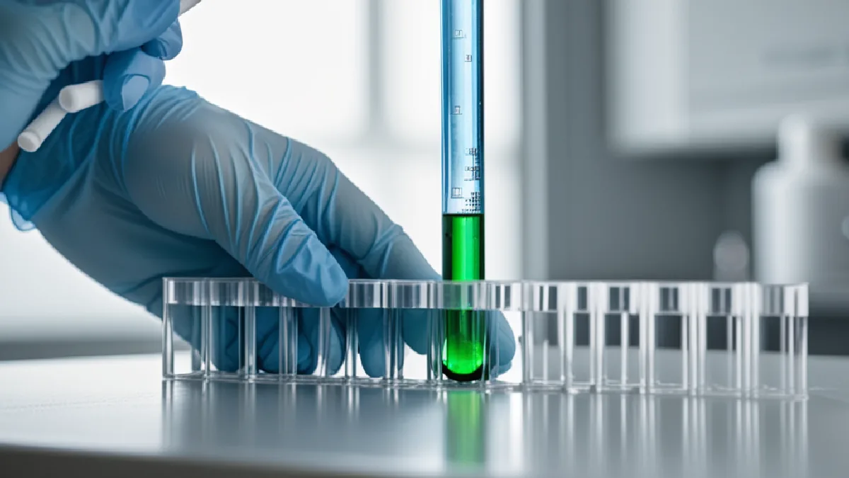 A gloved researcher handles unmarked samples in a laboratory, illustrating controlled evidence collection for the Panorama study.
