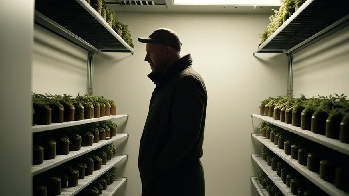 Un técnico supervisa el secado de cannabis en una sala controlada, mostrando cómo los sistemas de cultivo se adaptan a distintos mercados estatales.
