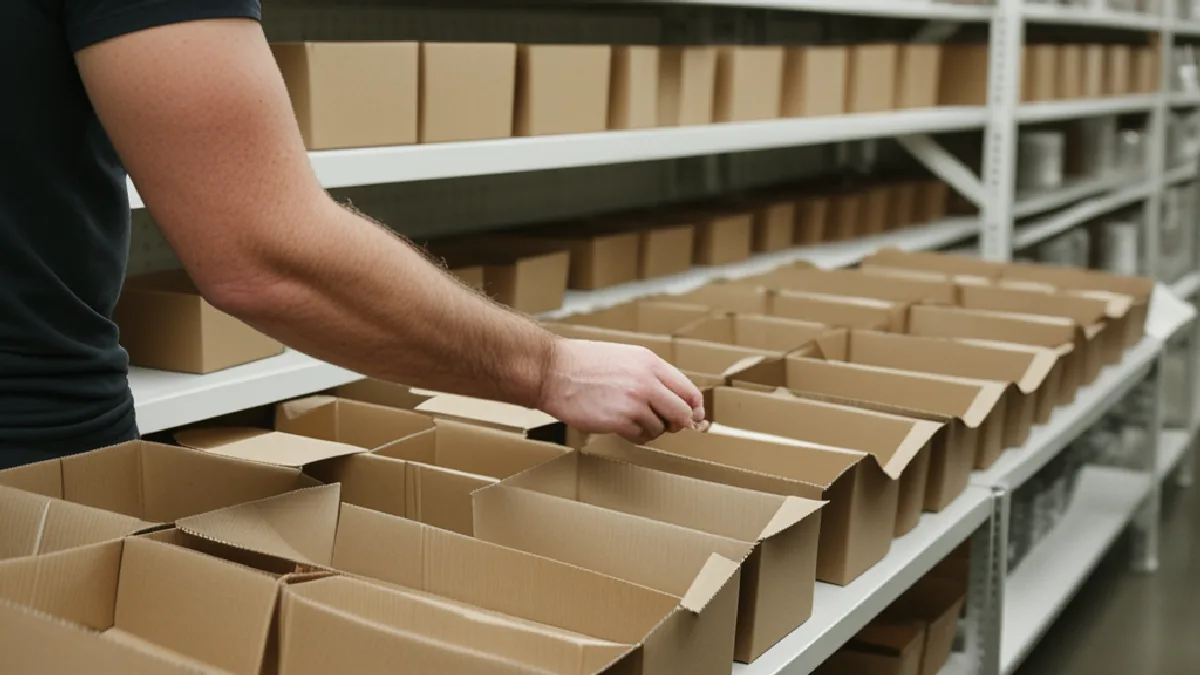 Hands verify a sealed cannabis order inside secure storage, illustrating delivery compliance controls.