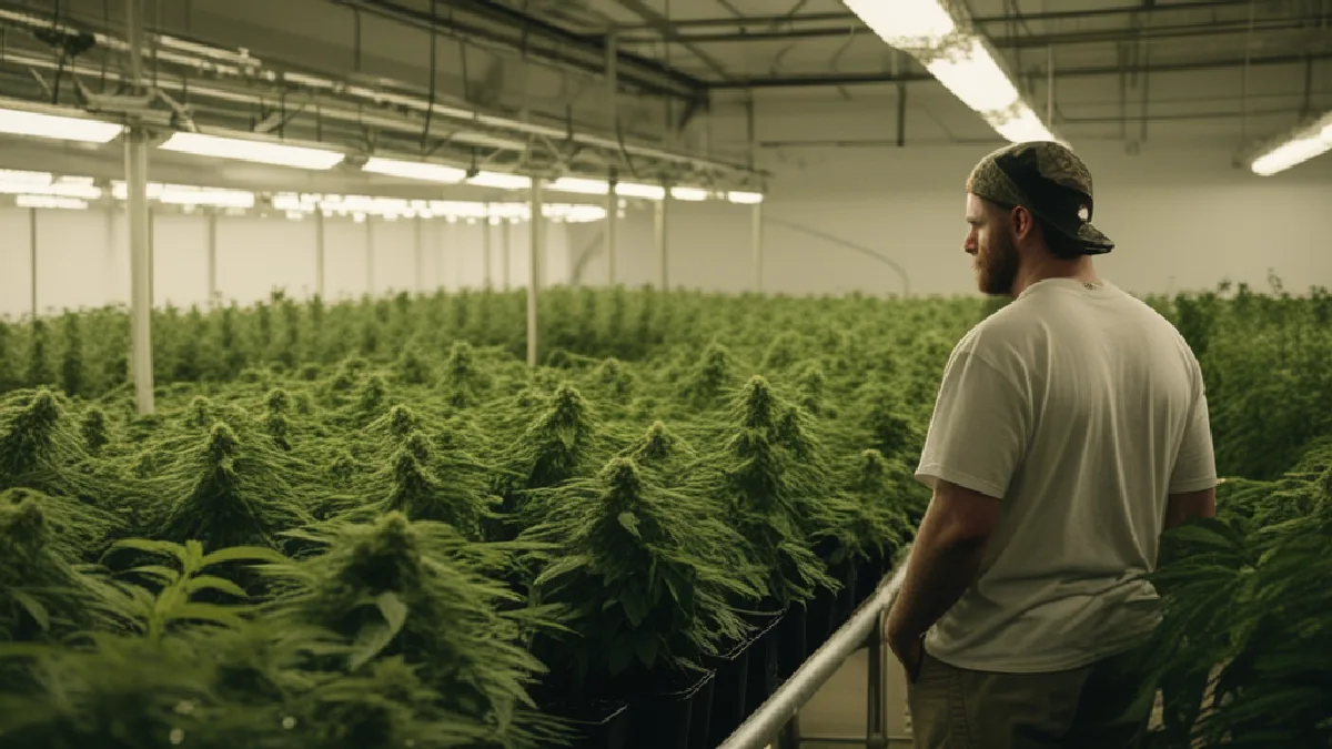 An orderly indoor cannabis canopy illustrates how stable operations can influence cannabis lending conditions across states.