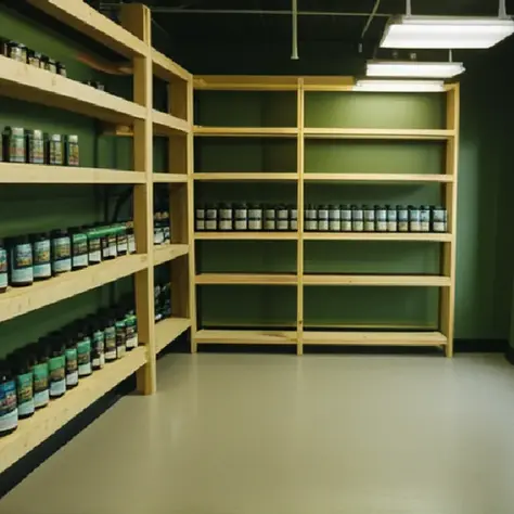 Wisconsin hemp retail shelves and a cleared counter evoke scrutiny surrounding a high-THC packaging prosecution