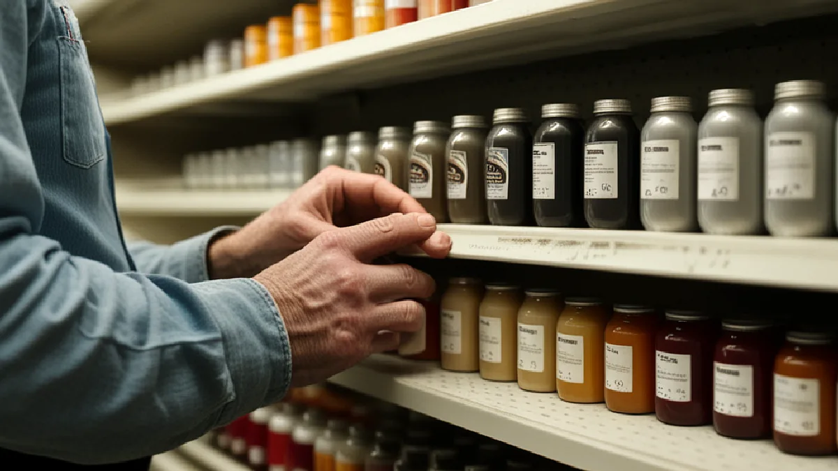 Des employés portant des gants inspectent des emballages scellés de boissons au chanvre dans l’arrière-boutique d’un commerce de détail en Floride afin d’en vérifier la conformité.